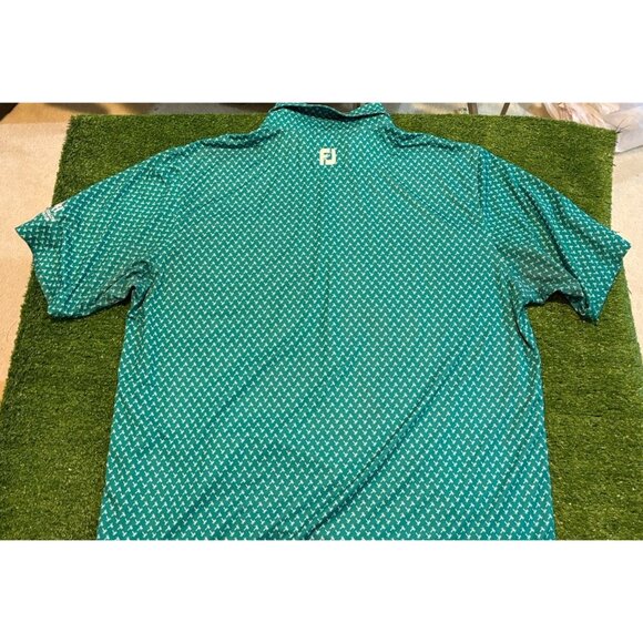 Footjoy polo mens XL green white lightweight breathable palm tree stretch K - Picture 10 of 13